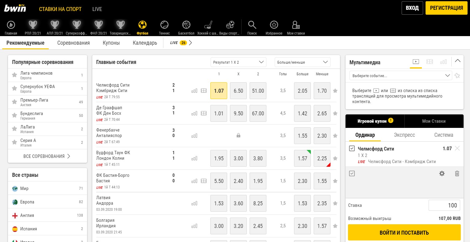 Bwin - обзор букмекерской конторы