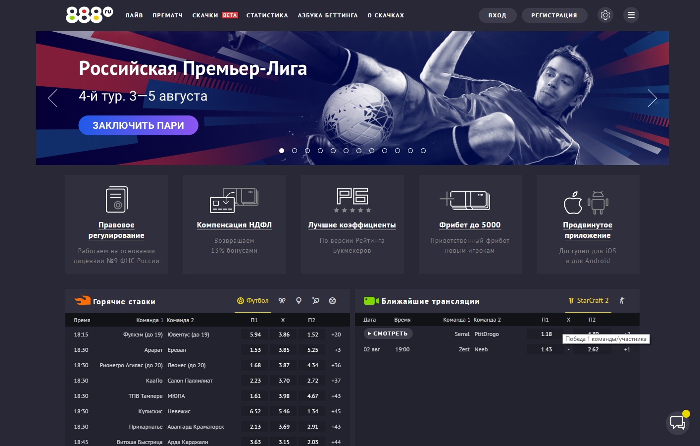 БК 888 – обзор официального сайта букмекерской конторы